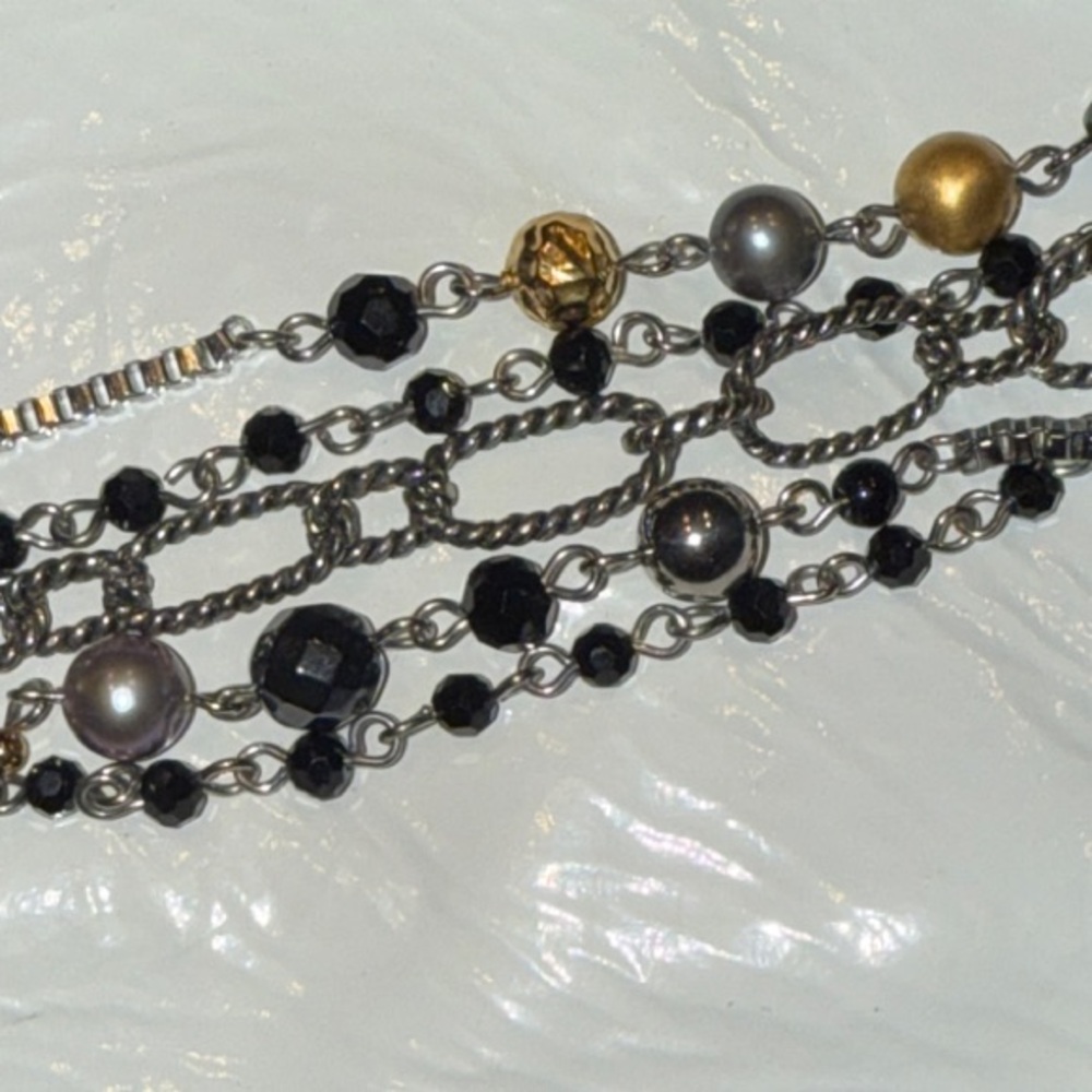 Tocara Elegant Silver, Gold, Black and Grey 5 Row Chain Bracelet! - Picture 11 of 11